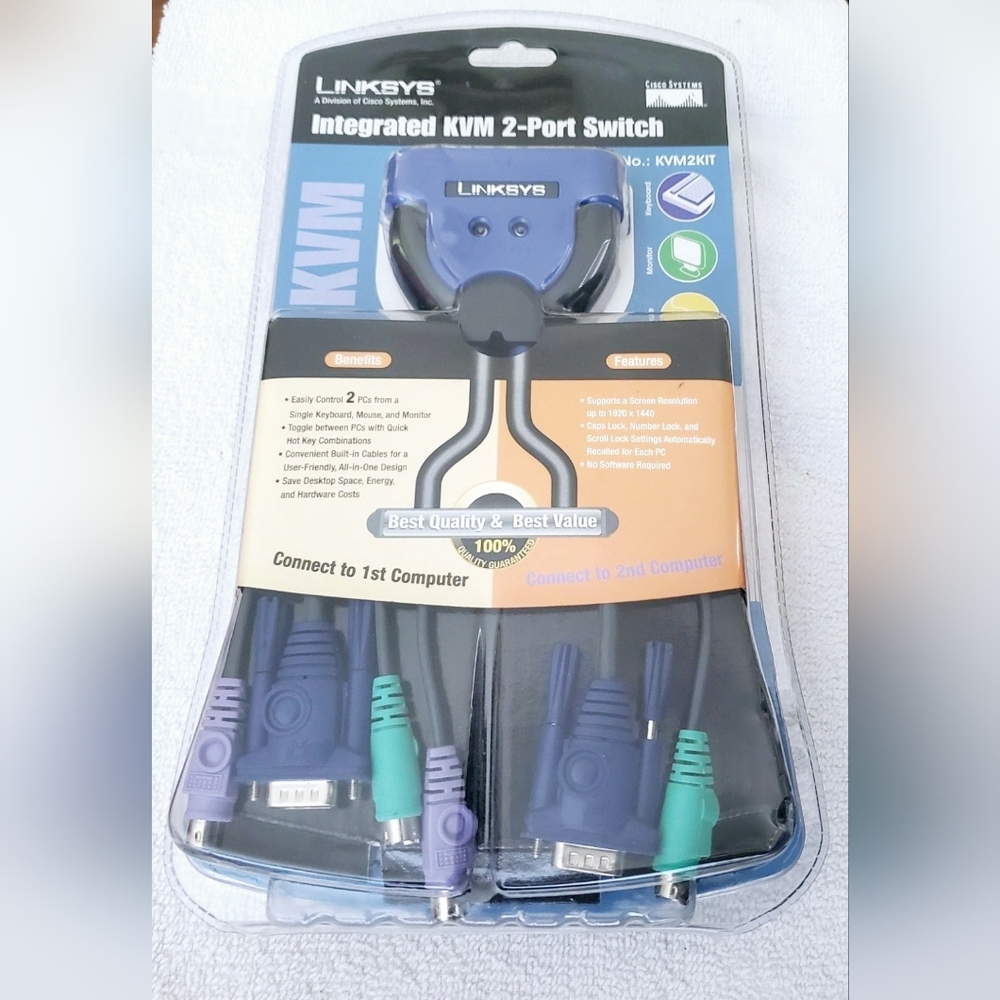 Linksys Integrated KVM 2-Port Switch New